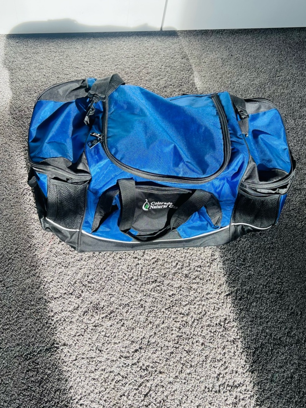 Blue and Black Men's Duffel Bag
